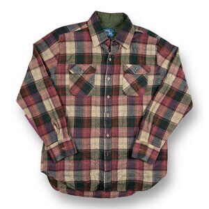 Vintage Shirt Men’s Large Brown Button Up Flannel Plaid 90s Grunge